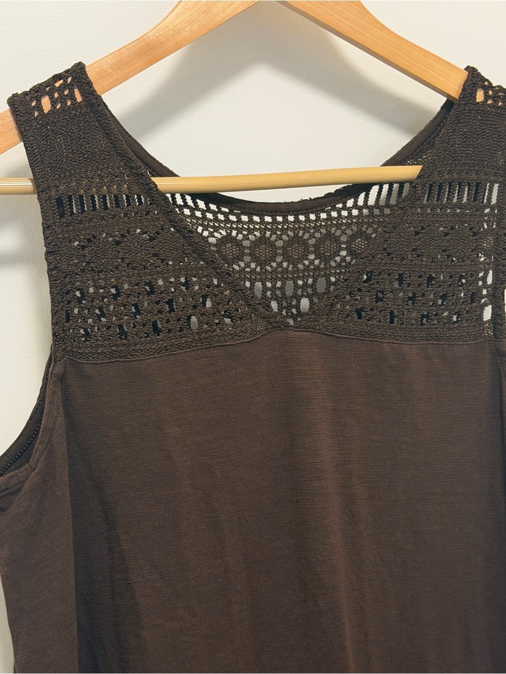 J. Jill Brown Lace-Trim Petite Dress size Medium M midi length dress - Picture 7 of 9